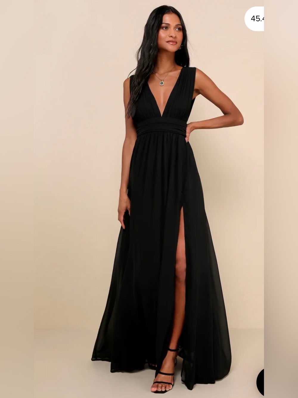 Lulus Heavenly Hues Black Chiffon Plunging V-Neck Maxi Dress NWT M Formal